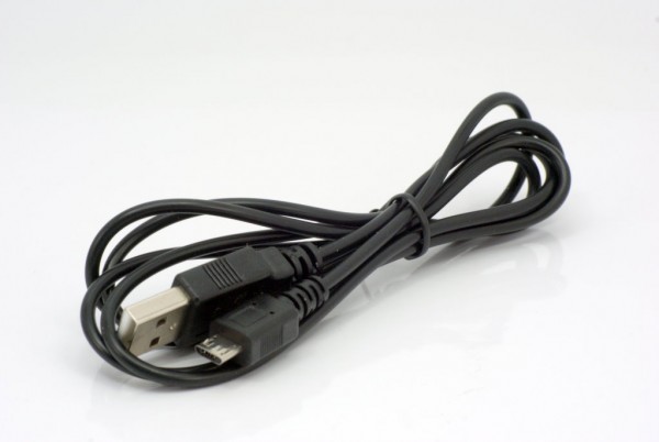 Micro USB Kabel in 120 cm Länge zum Betrieb von beleuchteten Vitrinen an einem USB Anschluß